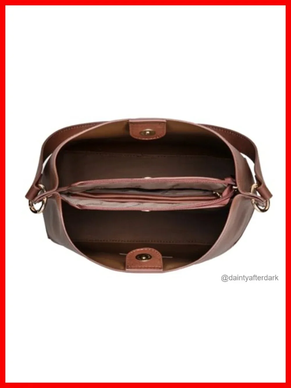 Medium Hobo Bag with 3 Compartments, Center Zip Divider, Detachable Crossbody